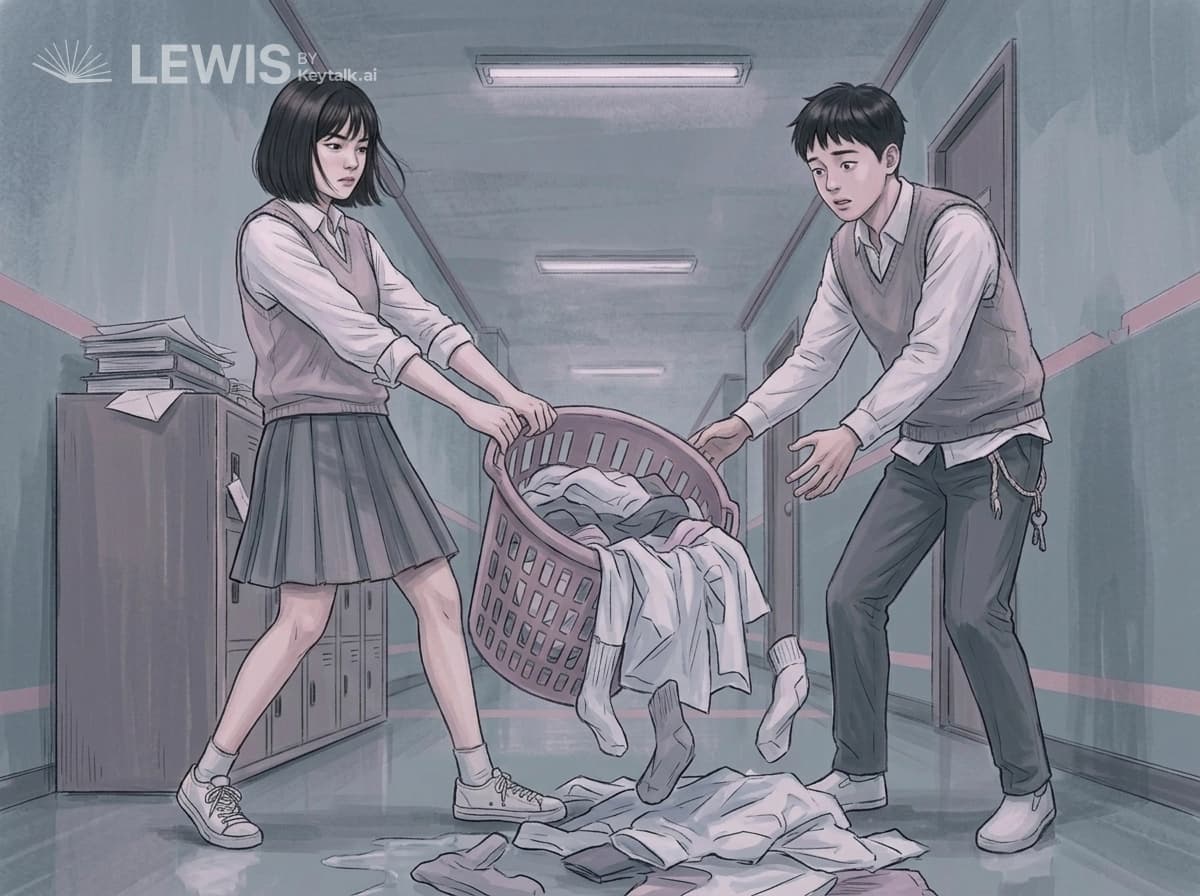 바닥에 떨어진 빨래