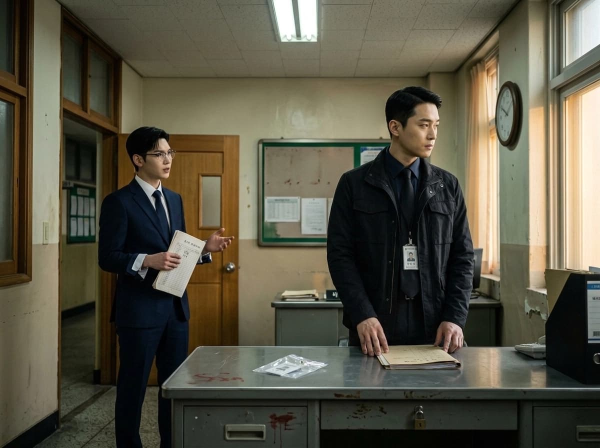 흰 불 아래 도장 책상