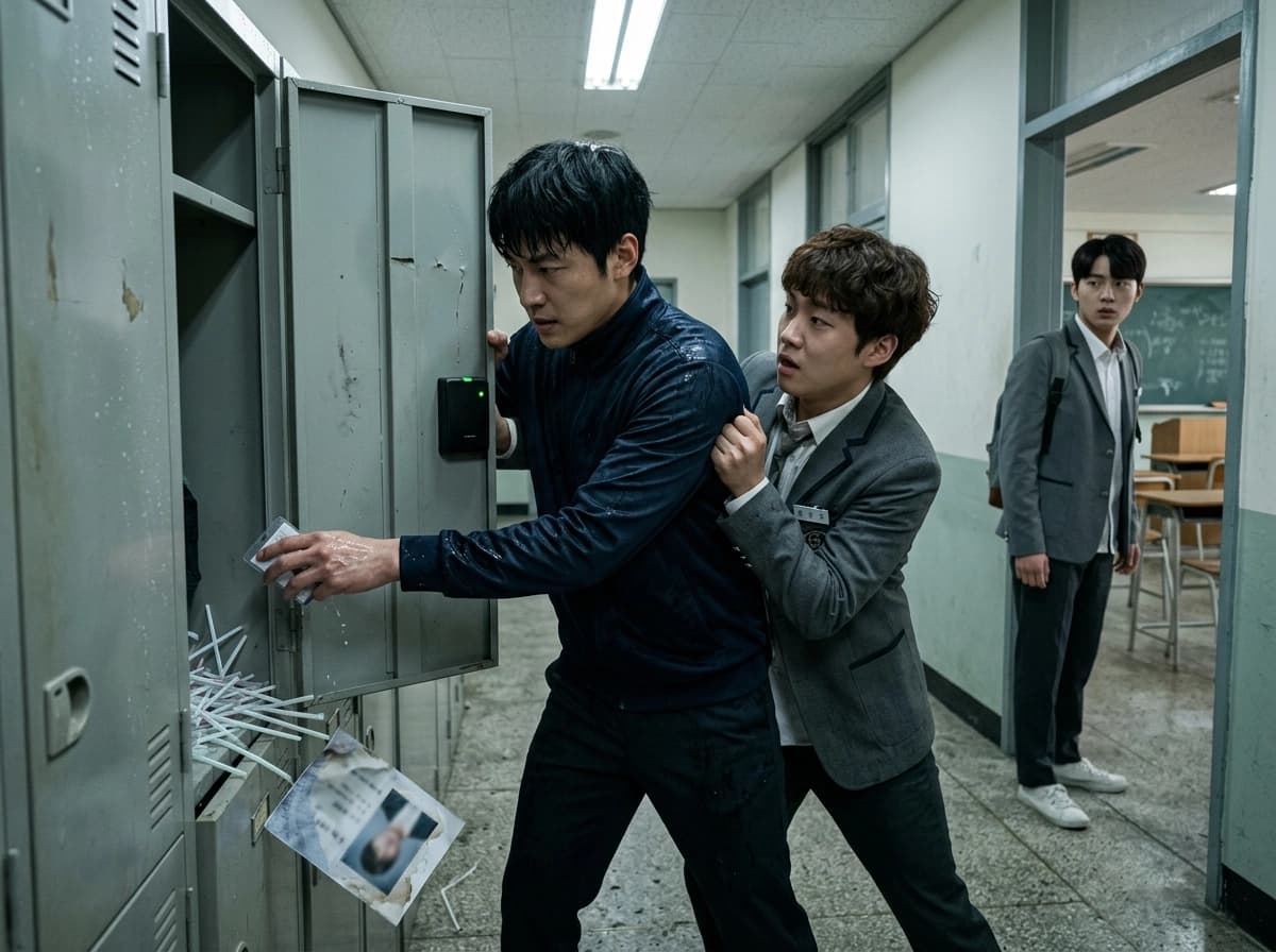 빈 사물함의 우유 빨대