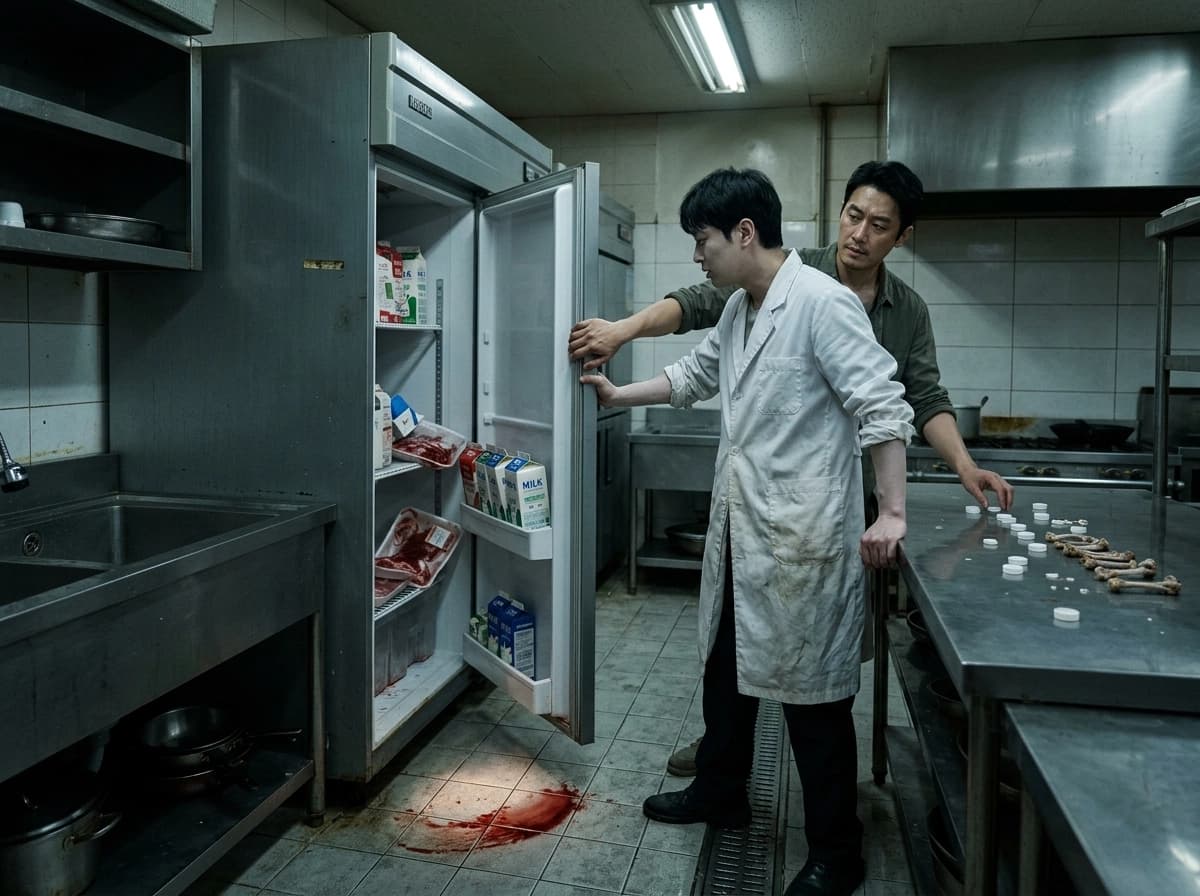 냉장고 문 아래의 반달 자국