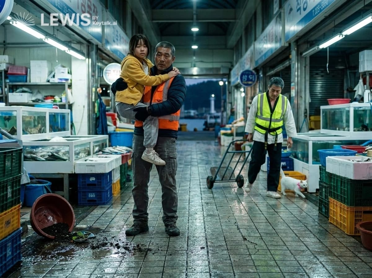 생선가게 앞 검은 승합차
