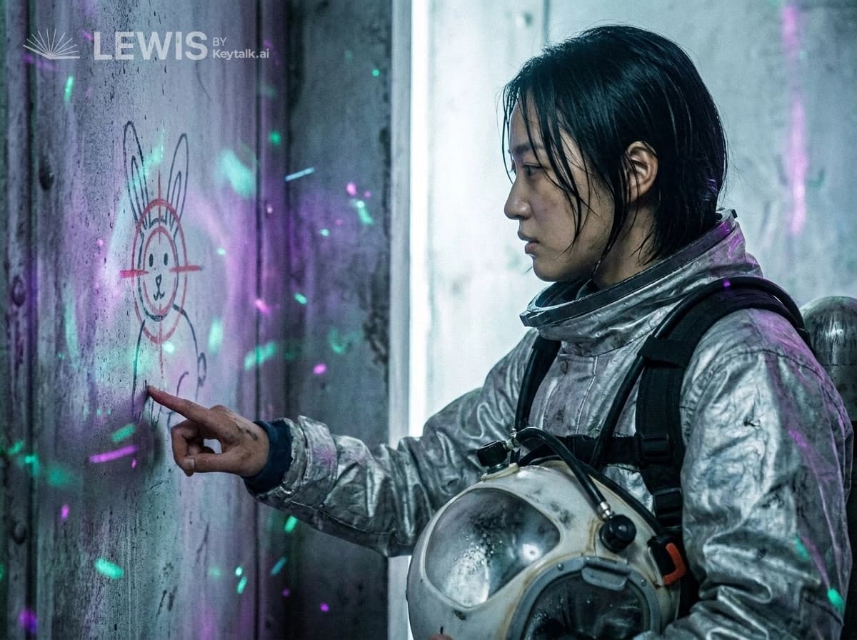 토끼 그림 아래의 붉은 표적