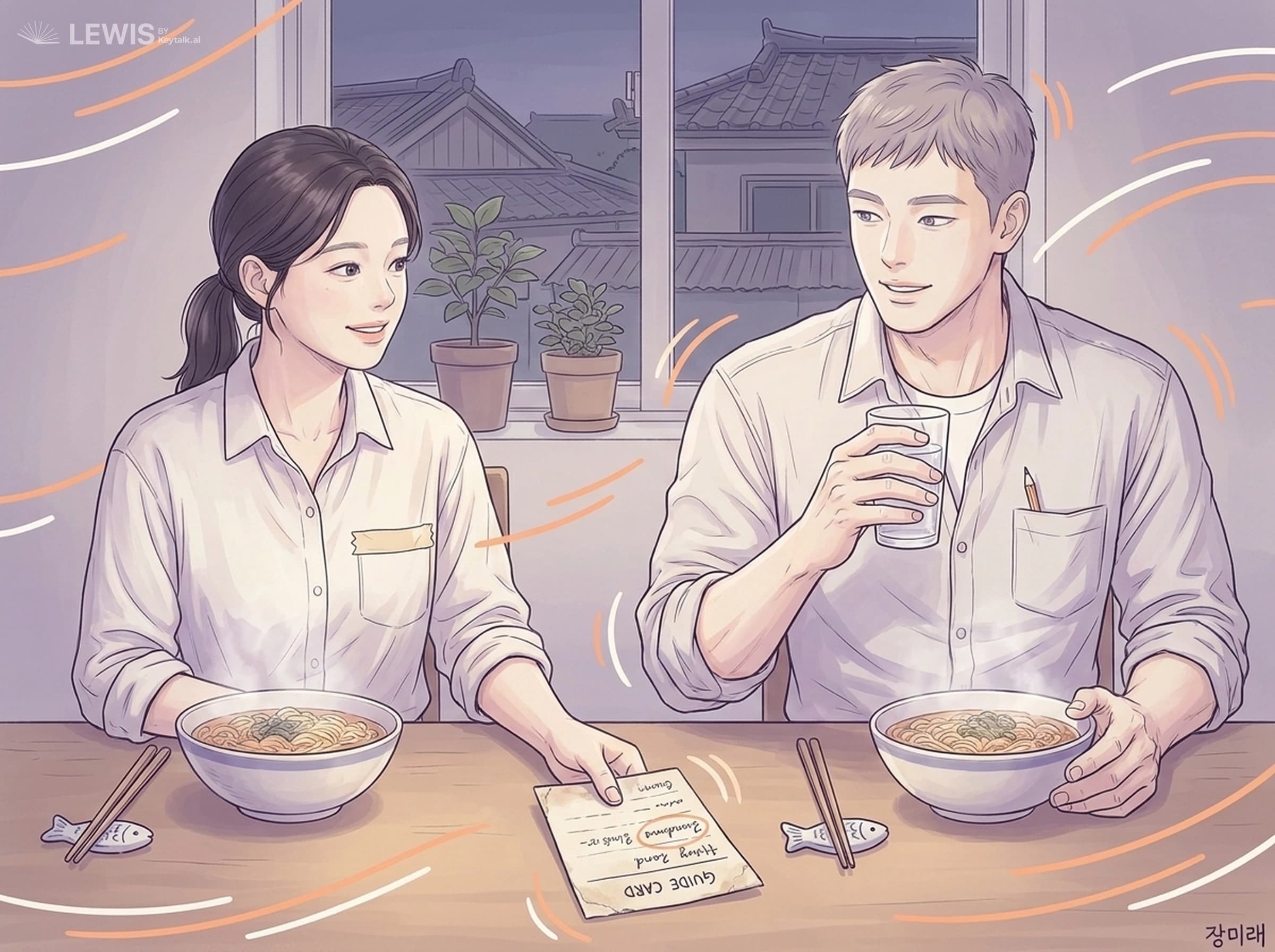 마주 보는 물고기 두 마리