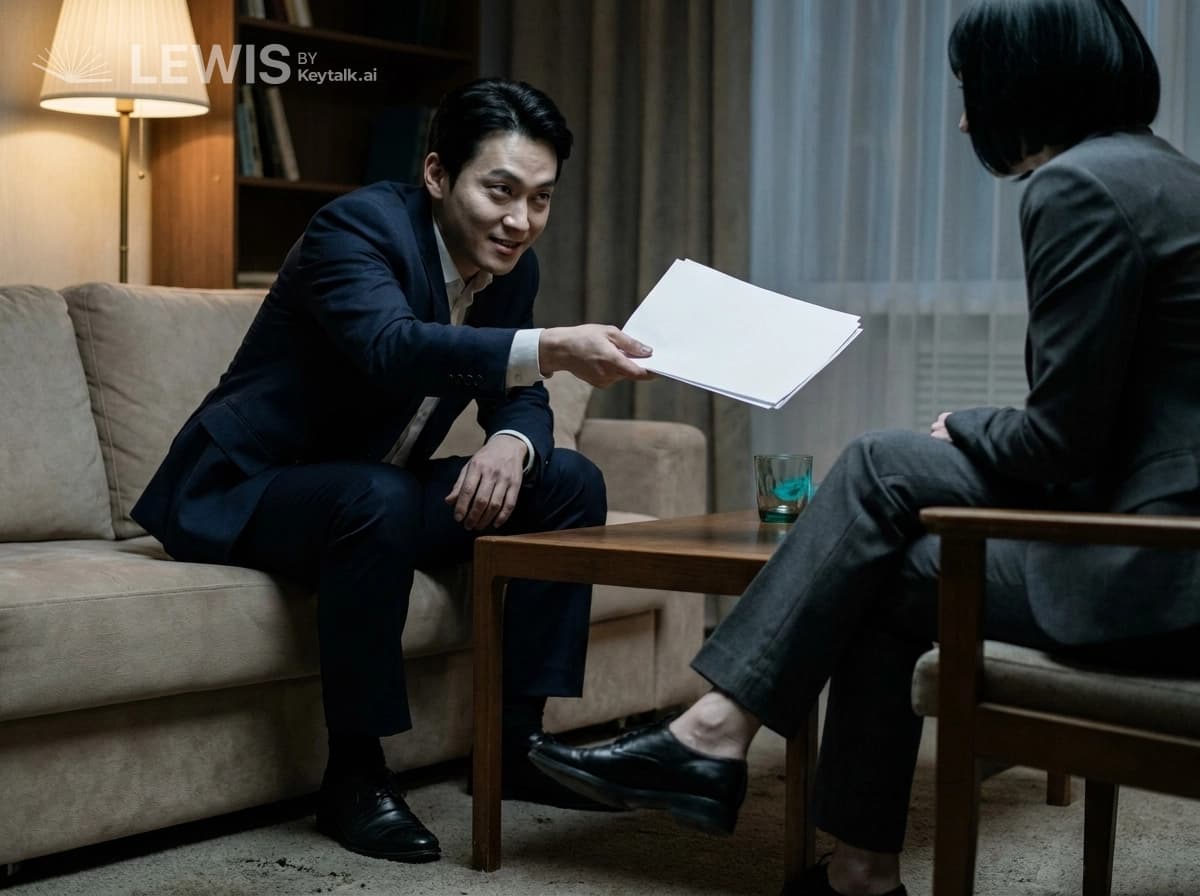 노란 조명 아래의 대조
